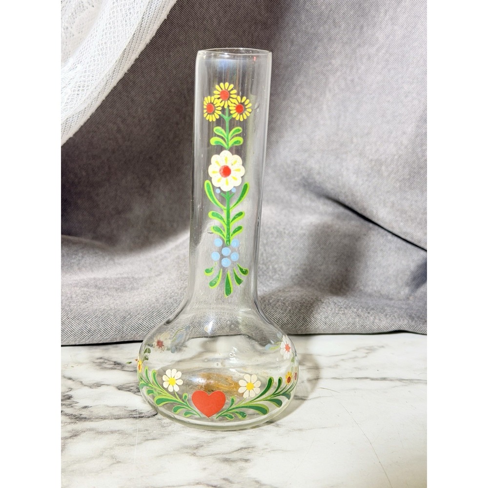 Hand Painted Mini Floral Vase Great Bud Vase Inarco 5" x 2" (3264)
